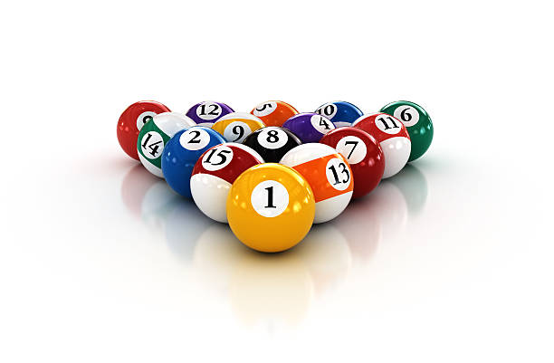 billiards pool balls ready to play. render in 3d.